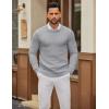 imageCOOFANDY Mens Crewneck Sweater Slim Fit Lightweight Knit Pullover Casual Dress Crew Neck Pullover SweatersLight Grey