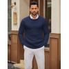 imageCOOFANDY Mens Crewneck Sweater Slim Fit Lightweight Knit Pullover Casual Dress Crew Neck Pullover SweatersNavy Blue