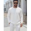 imageCOOFANDY Mens Crewneck Sweatshirt Geometric Texture Casual Long Sleeve Sweatshirts Fashion Pullover ShirtsWhite