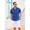 imageCOOFANDY Mens Cuban Guayabera Shirt Short Sleeve Button Down Shirts Casual Summer Beach Linen ShirtsRoyal Blue