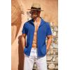 imageCOOFANDY Mens Cuban Guayabera Shirt Short Sleeve Button Down Shirts Casual Summer Beach Linen ShirtsRoyal Blue