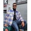 imageCOOFANDY Mens Flannel Jacket Long Sleeve Plaid Shirt Jackets Button Down Fleece Shacket Casual Fall Soft OutwearBlue Block