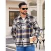 imageCOOFANDY Mens Flannel Jacket Long Sleeve Plaid Shirt Jackets Button Down Fleece Shacket Casual Fall Soft OutwearBrown Line