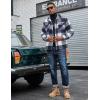 imageCOOFANDY Mens Flannel Jacket Long Sleeve Plaid Shirt Jackets Button Down Fleece Shacket Casual Fall Soft OutwearNavy Block