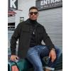 imageCOOFANDY Mens Flannel Jacket Long Sleeve Plaid Shirt Jackets Button Down Fleece Shacket Casual Fall Soft OutwearPure Black