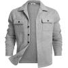 imageCOOFANDY Mens Flannel Jacket Long Sleeve Plaid Shirt Jackets Button Down Fleece Shacket Casual Fall Soft OutwearPure Grey