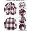imageCOOFANDY Mens Flannel Jacket Long Sleeve Plaid Shirt Jackets Button Down Fleece Shacket Casual Fall Soft OutwearWine Red Block