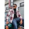 imageCOOFANDY Mens Flannel Jacket Long Sleeve Plaid Shirt Jackets Button Down Fleece Shacket Casual Fall Soft OutwearWine Red Block