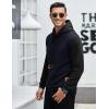 imageCOOFANDY Mens Hooded Sweatshirt Casual Long Sleeve Drawstring Waffle Knit Pullover HoodiesNavyBlack P10