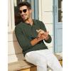 imageCOOFANDY Mens Knit Polo Long Sleeve Polos Sweater Causal Collared Golf Sweaters Fashion Business Dress PulloverArmy Green