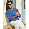 imageCOOFANDY Mens Knit Polo Long Sleeve Polos Sweater Causal Collared Golf Sweaters Fashion Business Dress PulloverBlue