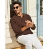 imageCOOFANDY Mens Knit Polo Long Sleeve Polos Sweater Causal Collared Golf Sweaters Fashion Business Dress PulloverBrown