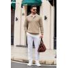 imageCOOFANDY Mens Knit Polo Long Sleeve Polos Sweater Causal Collared Golf Sweaters Fashion Business Dress PulloverKhaki