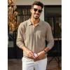 imageCOOFANDY Mens Knit Polo Long Sleeve Polos Sweater Causal Collared Golf Sweaters Fashion Business Dress PulloverKhaki