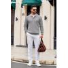imageCOOFANDY Mens Knit Polo Long Sleeve Polos Sweater Causal Collared Golf Sweaters Fashion Business Dress PulloverLight Grey