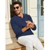 imageCOOFANDY Mens Knit Polo Long Sleeve Polos Sweater Causal Collared Golf Sweaters Fashion Business Dress PulloverNavy Blue