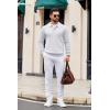 imageCOOFANDY Mens Knit Polo Long Sleeve Polos Sweater Causal Collared Golf Sweaters Fashion Business Dress PulloverWhite