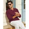 imageCOOFANDY Mens Knit Polo Long Sleeve Polos Sweater Causal Collared Golf Sweaters Fashion Business Dress PulloverWine Red