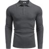 imageCOOFANDY Mens Knit Polo Long Sleeve Sweaters Collared Polo Sweater Casual Dress Pullover Fashion Golf SweatersDark Grey