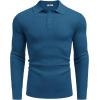 imageCOOFANDY Mens Knit Polo Long Sleeve Sweaters Collared Polo Sweater Casual Dress Pullover Fashion Golf SweatersDeep Blue