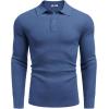 imageCOOFANDY Mens Knit Polo Long Sleeve Sweaters Collared Polo Sweater Casual Dress Pullover Fashion Golf SweatersGrey Blue