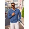 imageCOOFANDY Mens Knit Polo Long Sleeve Sweaters Collared Polo Sweater Casual Dress Pullover Fashion Golf SweatersGrey Blue