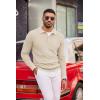 imageCOOFANDY Mens Knit Polo Long Sleeve Sweaters Collared Polo Sweater Casual Dress Pullover Fashion Golf SweatersLight Khaki