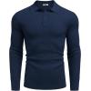 imageCOOFANDY Mens Knit Polo Long Sleeve Sweaters Collared Polo Sweater Casual Dress Pullover Fashion Golf SweatersNavy Blue