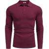 imageCOOFANDY Mens Knit Polo Long Sleeve Sweaters Collared Polo Sweater Casual Dress Pullover Fashion Golf SweatersWine Red