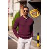imageCOOFANDY Mens Knit Polo Long Sleeve Sweaters Collared Polo Sweater Casual Dress Pullover Fashion Golf SweatersWine Red