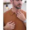 imageCOOFANDY Mens Knit Polo Shirts V Neck Short Sleeve Stretch Polo T Shirt Casual Golf ShirtsCaramel