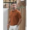 imageCOOFANDY Mens Knit Polo Shirts V Neck Short Sleeve Stretch Polo T Shirt Casual Golf ShirtsCaramel