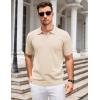 imageCOOFANDY Mens Knit Polo Shirts V Neck Short Sleeve Stretch Polo T Shirt Casual Golf ShirtsChampagne
