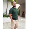 imageCOOFANDY Mens Knit Polo Shirts V Neck Short Sleeve Stretch Polo T Shirt Casual Golf ShirtsDark Green