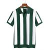 imageCOOFANDY Mens Knit Polo Shirts V Neck Short Sleeve Stretch Polo T Shirt Casual Golf ShirtsGreen  White Stripes
