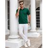 imageCOOFANDY Mens Knit Polo Shirts V Neck Short Sleeve Stretch Polo T Shirt Casual Golf ShirtsGreen