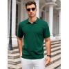 imageCOOFANDY Mens Knit Polo Shirts V Neck Short Sleeve Stretch Polo T Shirt Casual Golf ShirtsGreen