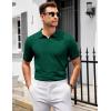 imageCOOFANDY Mens Knit Polo Shirts V Neck Short Sleeve Stretch Polo T Shirt Casual Golf ShirtsGreen