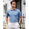 imageCOOFANDY Mens Knit Polo Shirts V Neck Short Sleeve Stretch Polo T Shirt Casual Golf ShirtsLight Blue