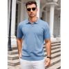 imageCOOFANDY Mens Knit Polo Shirts V Neck Short Sleeve Stretch Polo T Shirt Casual Golf ShirtsLight Blue