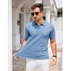 imageCOOFANDY Mens Knit Polo Shirts V Neck Short Sleeve Stretch Polo T Shirt Casual Golf ShirtsLight Blue
