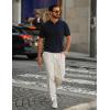 imageCOOFANDY Mens Knit Polo Shirts V Neck Short Sleeve Stretch Polo T Shirt Casual Golf ShirtsNavy Blue