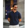 imageCOOFANDY Mens Knit Polo Shirts V Neck Short Sleeve Stretch Polo T Shirt Casual Golf ShirtsNavy Blue