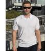 imageCOOFANDY Mens Knit Polo Shirts V Neck Short Sleeve Stretch Polo T Shirt Casual Golf ShirtsWhite
