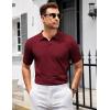 imageCOOFANDY Mens Knit Polo Shirts V Neck Short Sleeve Stretch Polo T Shirt Casual Golf ShirtsWine Red