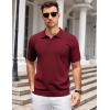 imageCOOFANDY Mens Knit Polo Shirts V Neck Short Sleeve Stretch Polo T Shirt Casual Golf ShirtsWine Red