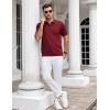 imageCOOFANDY Mens Knit Polo Shirts V Neck Short Sleeve Stretch Polo T Shirt Casual Golf ShirtsWine Red