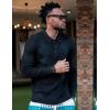 imageCOOFANDY Mens Knit Polo Sweater Long Sleeve Polo Sweaters Casual Knitted Button Collar Pullover SweaterBlack