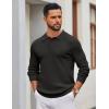 imageCOOFANDY Mens Knit Polo Sweater Long Sleeve Polo Sweaters Casual Knitted Button Collar Pullover SweaterBlack