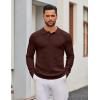 imageCOOFANDY Mens Knit Polo Sweater Long Sleeve Polo Sweaters Casual Knitted Button Collar Pullover SweaterBrown
